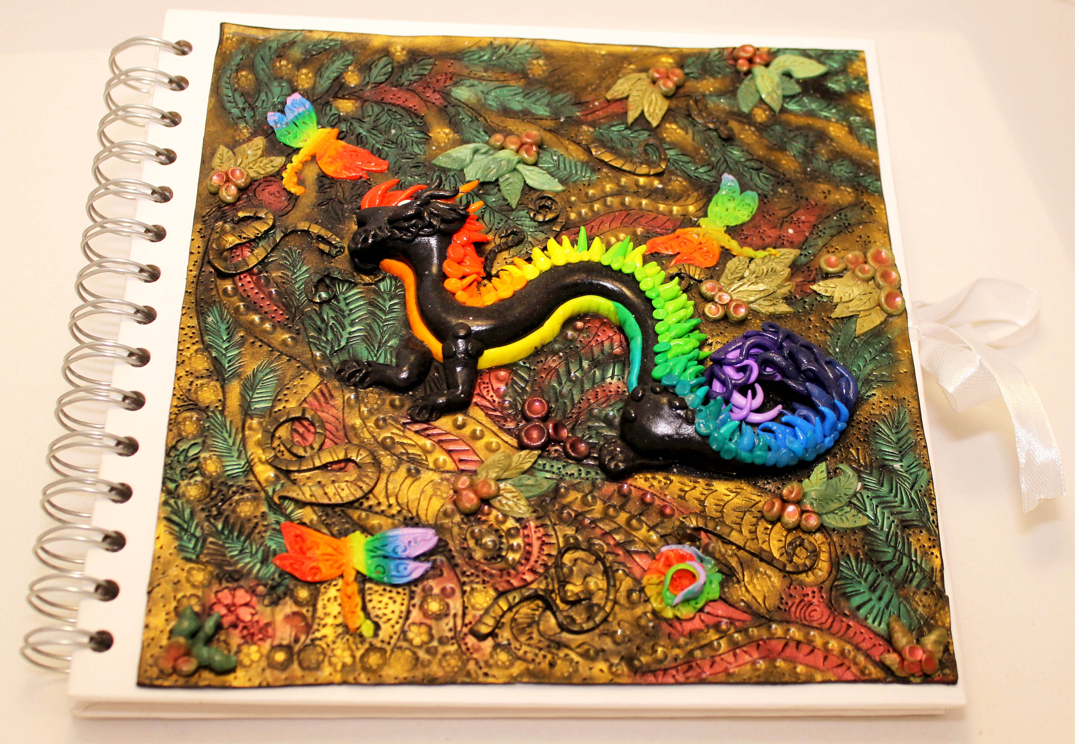 Rainbow Dragon Journal in Polymer Clay